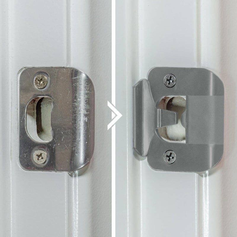BrainExploder Door Silencer Strike Plate - Flexible, Noise Eliminating Fix for Loud Latches | Fits with No Modifications, Stops Slamming | -20 dB | 4X Quieter | Gray/Two Pack - Image 2